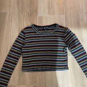timing striped crop top size L